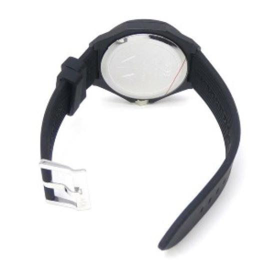 Часы кварцевые Armani Exchange AX4600 Classic Signature с открытой коробкой – Белый циферблат, черный силиконовый ремешок