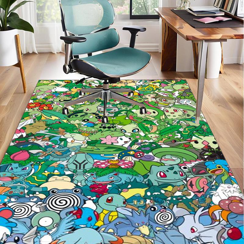 Cute Pika Adventure Office Rug Chair Mat, Game Carpet, Suitable for Front Door, Bedroom, Living Room, Desk, Holiday Gift