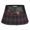Sexy Plaid Pleated Mini Skirt PU Splicing Punk Low Waist Y2k Aesthetic Girl Skirts Gothic Girl Clothes Ladies A-Line Skirt