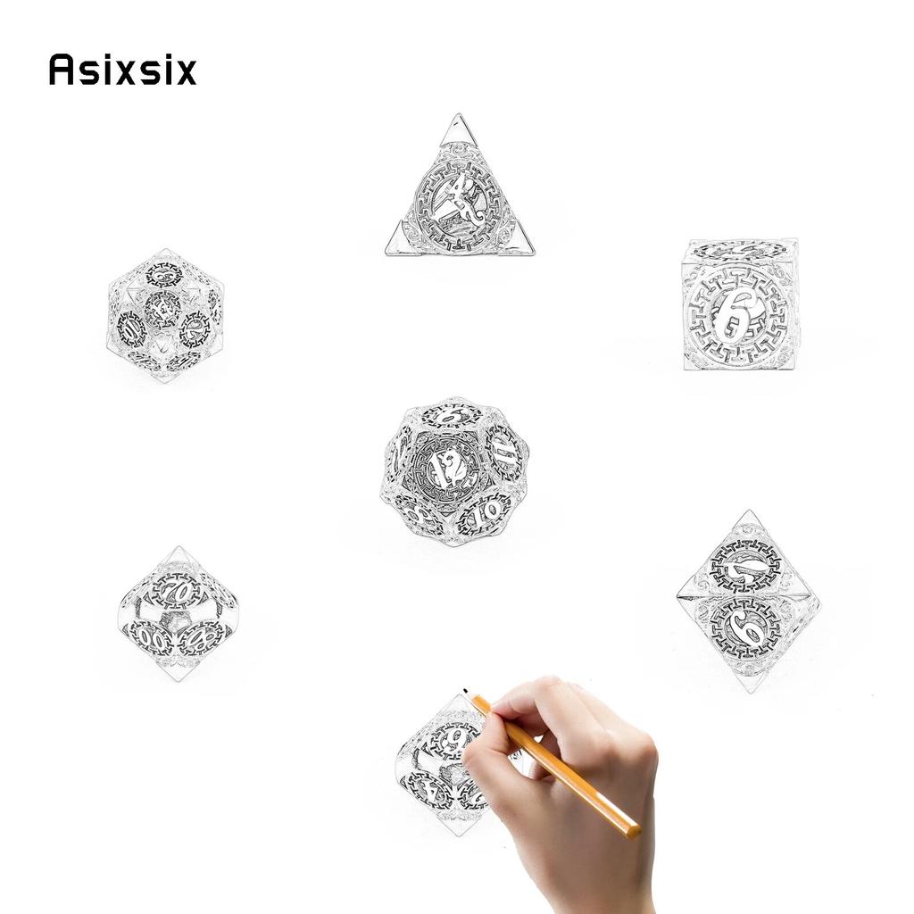 7 шт., зеленый, белый, зубчатое колесо, металлические кубики, набор полых металлических многогранных кубиков, подходит для ролевой игры, настольной игры, карточной игры