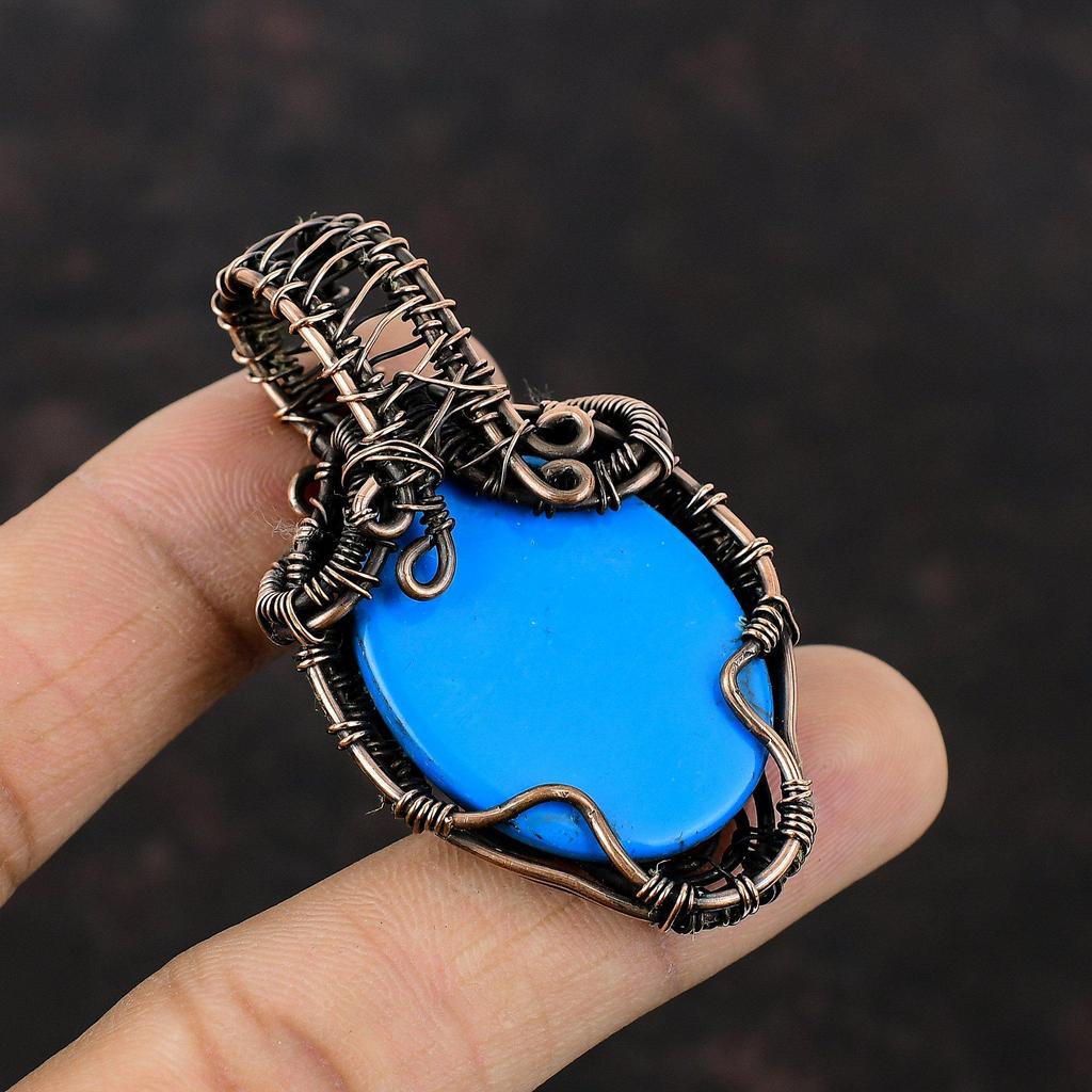 Спящая красавица, бирюзовый кулон, кулон из медной проволоки, уникальный кулон ручной работы, медная проволока, ювелирные изделия, кулон с драгоценным камнем, свадебный подарок