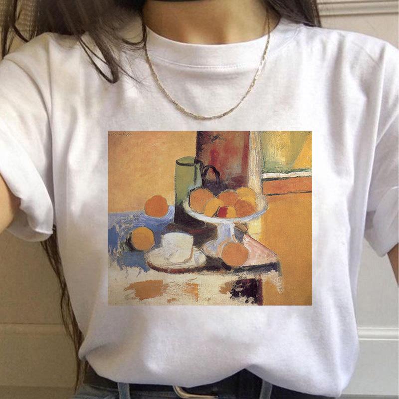 Женская футболка лето Харадзюку принт живопись арт женские топы повседневная футболка с коротким рукавом модная уличная одежда 2025 футболка женская