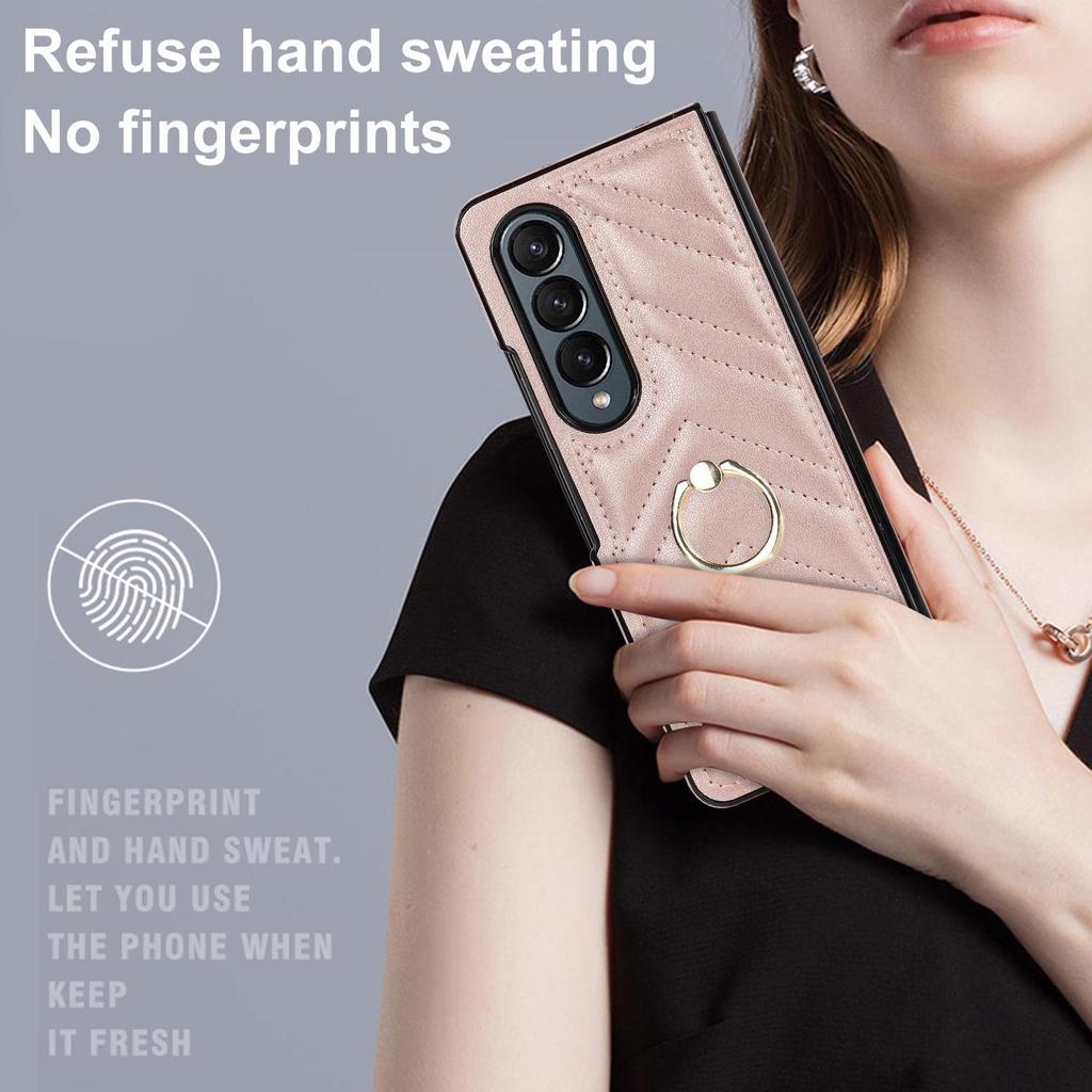 Модный кожаный чехол для телефона с кольцевым кронштейном для Samsung Galaxy Z Fold 4, чехол Z Fold 3, складной экран, защитный чехол от падения