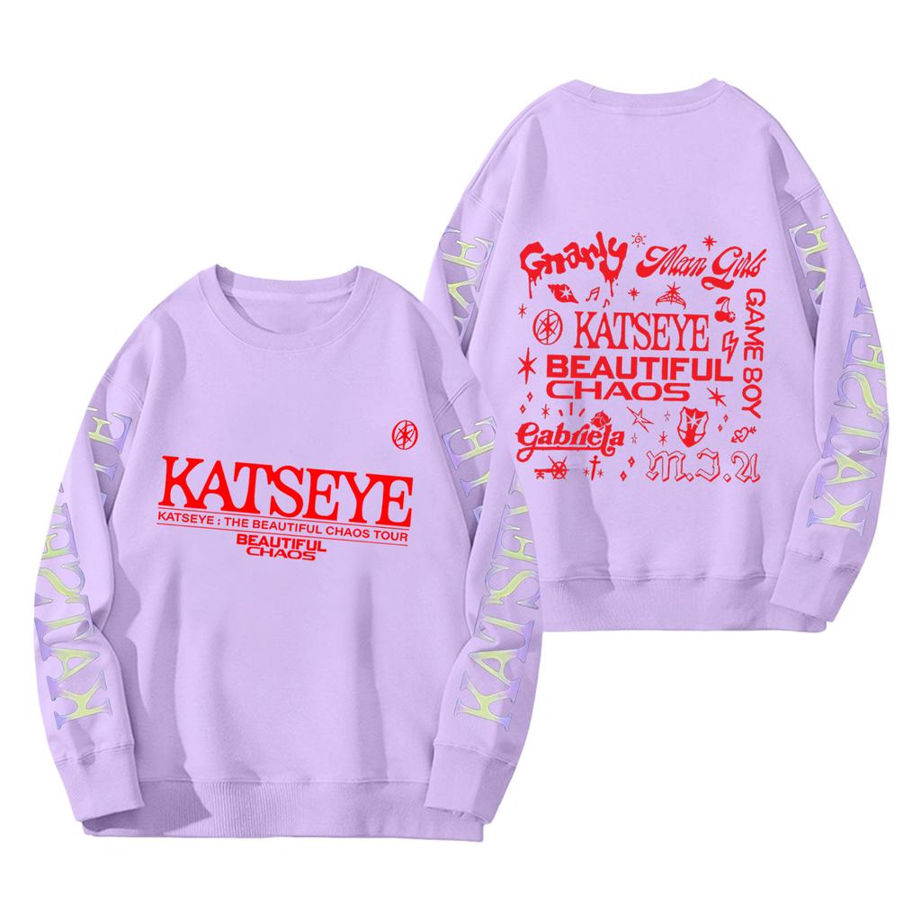 Women's Fashion Long Sleeve Print Round Neck Loose Pullover Sweater Top