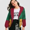 Women Hooded Corduroy Jacket Streetwear Patchwork Coat Autumn Windbreaker Outerwear Brand