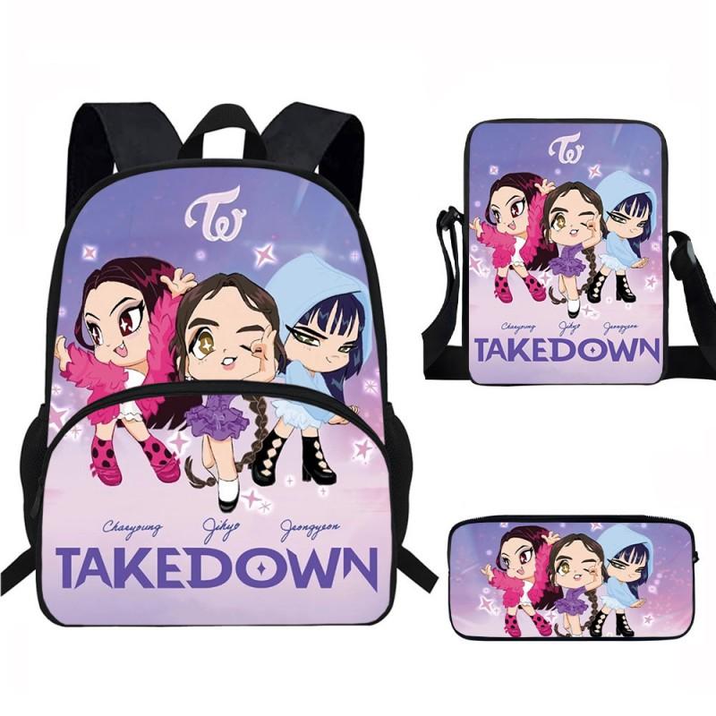 Kids School Backpack Set With Printed Cartoon Design Elementary Students Lightweight Spine-Protective Durable Oxford Fabric