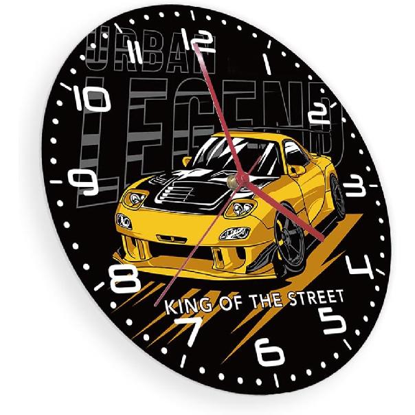 12'' Настенные часы для автогонок, Дрифт-кар, Япония, Уличный спорткар, Гаражные настенные часы, Гоночный автомобиль, Наручные часы, Часы, Батарейка, Бесшумные, Не тикающие для мужчины