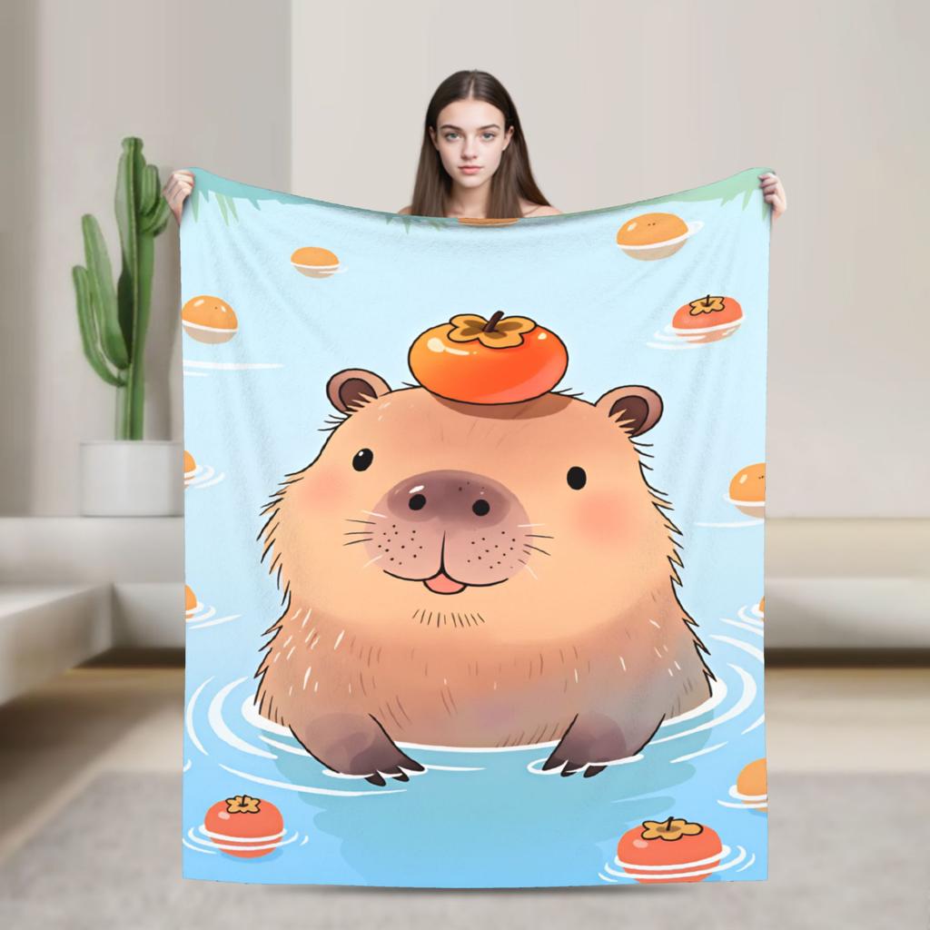 Capybara Cartoon Blanket Travel Office Flannel Bedding Throws For Bedroom Soft Design Quality Bedspread Birthday Gift