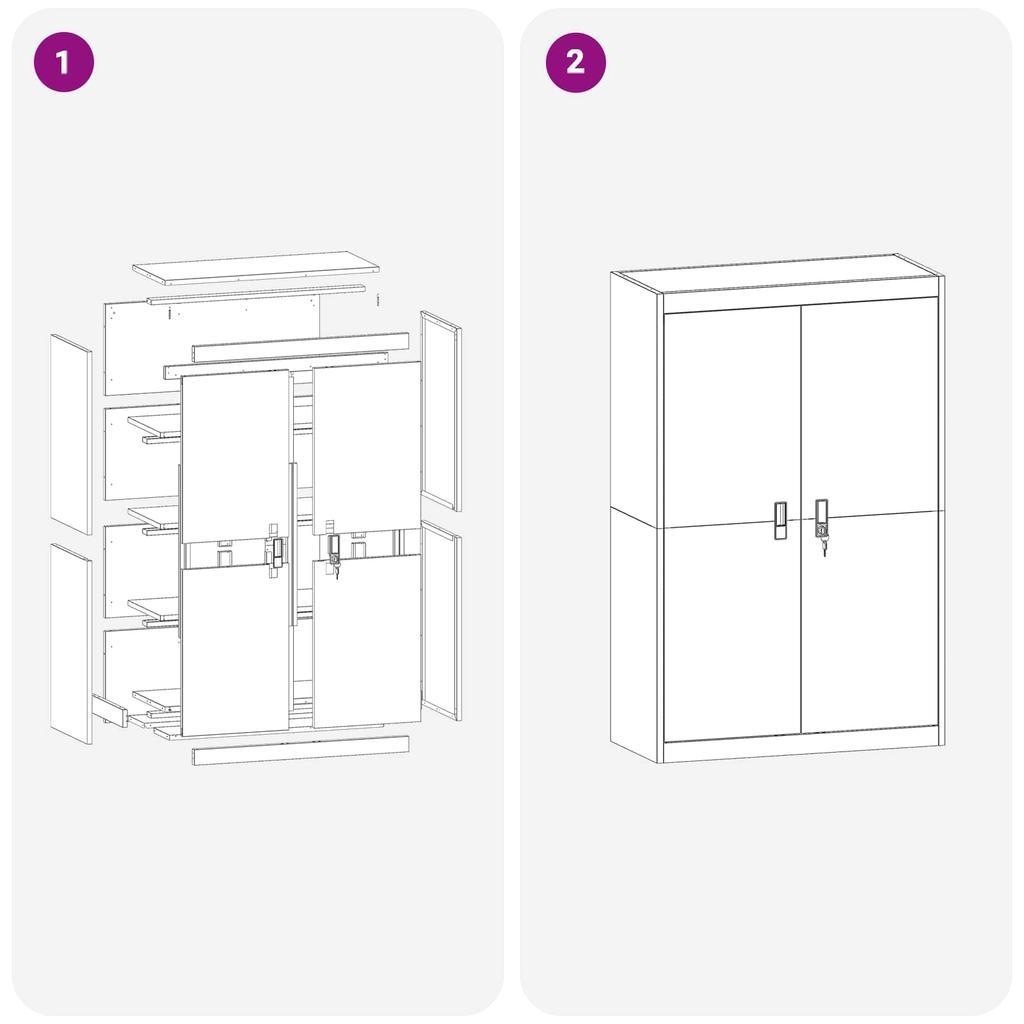 Storage Cabinet 2 pcs Pink 90 x 40 x 210 cm Steel