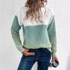 Women's Fall/winter Crew-neck Patchwork Striped Loose Sweater