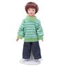 Miniature Boy Doll 1:12 Scale Green Sweater Brown Hair Mini Boy Figures for Decoration