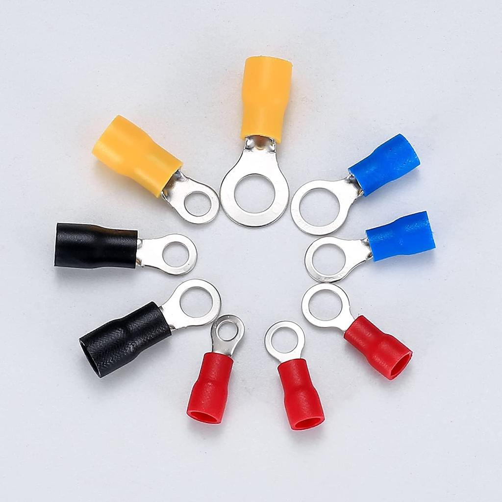 20~240PCS Rings Insulated Wire Connector Electrical Crimp Terminal Cable Wire Connector - Red Blue Yellow Black