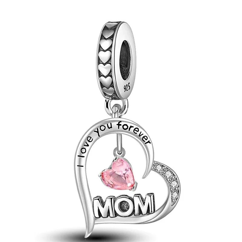 Copper Romantic Zircon Red Love Heart Charms Beads Fit Original Pan Bracelet Bangles Diy Fine Jewelry For Women