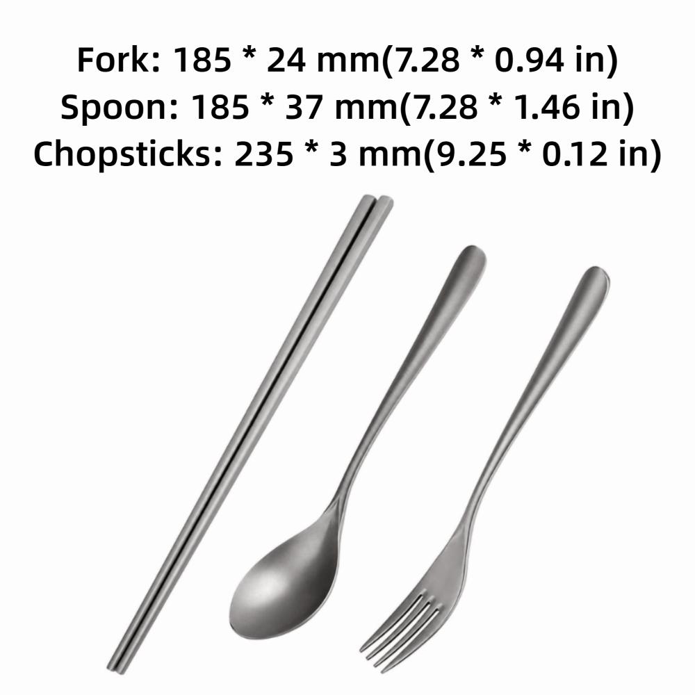 3 Piece Set Matte Finish Titanium Flatware Lightweight Travel Utensil Kit Outdoor Dining