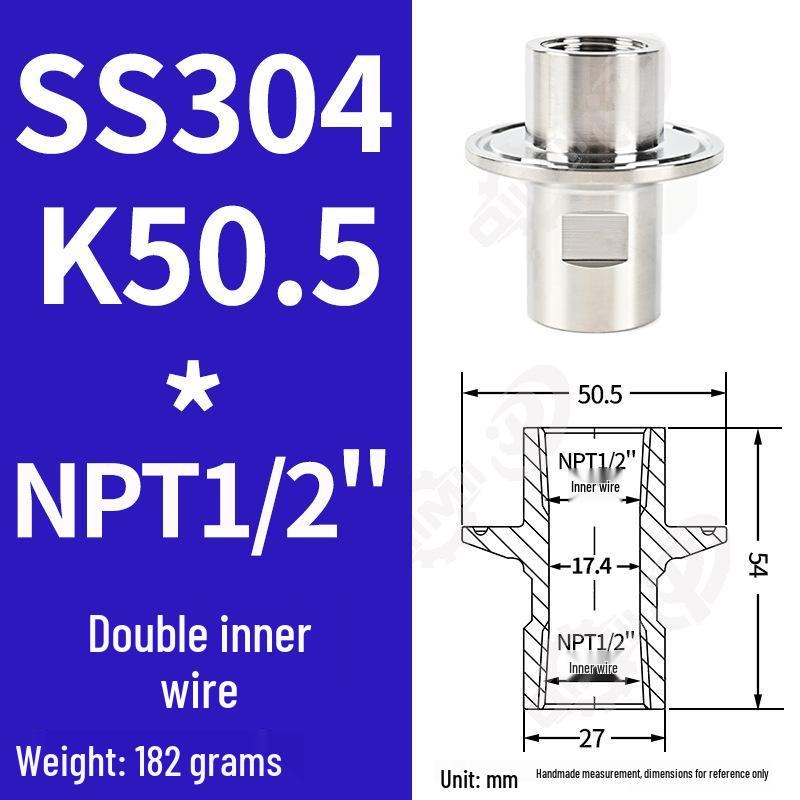 Быстроразъемный соединитель-зажим SS304 1,5" TC на 1/2" NPT наружный/внутренний