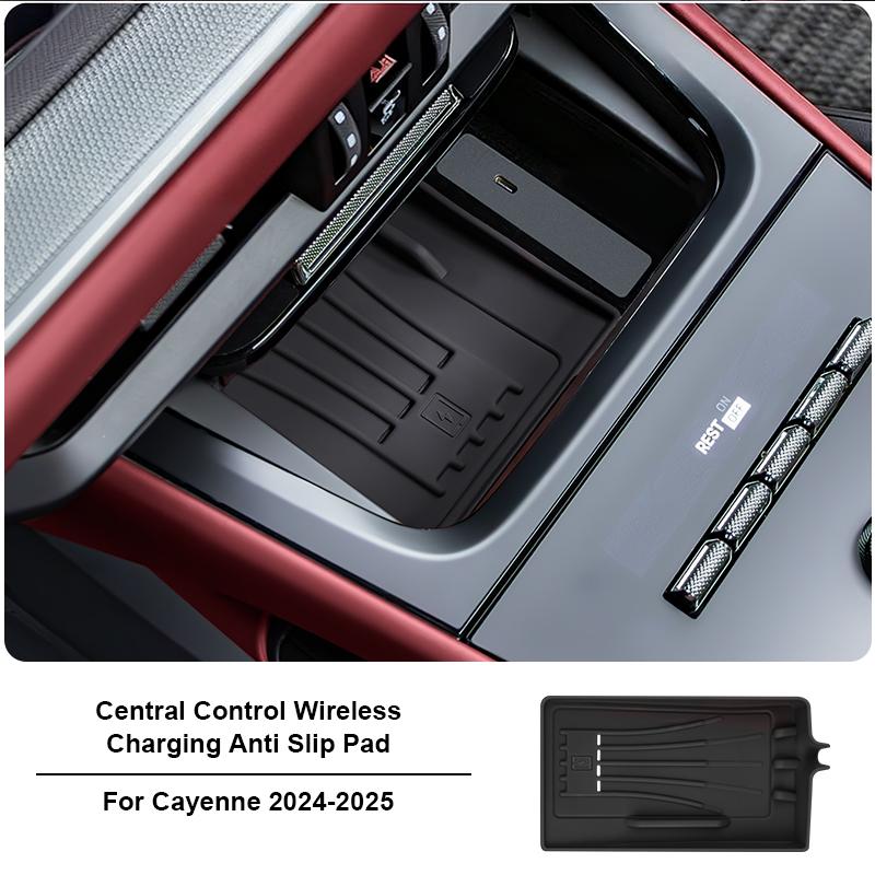 Для Porsche Cayenne 2024 2025 автомобильный силиконовый центральный консольный органайзер коробка держатель для стакана беспроводная зарядная панель вставка для стакана аксессуары