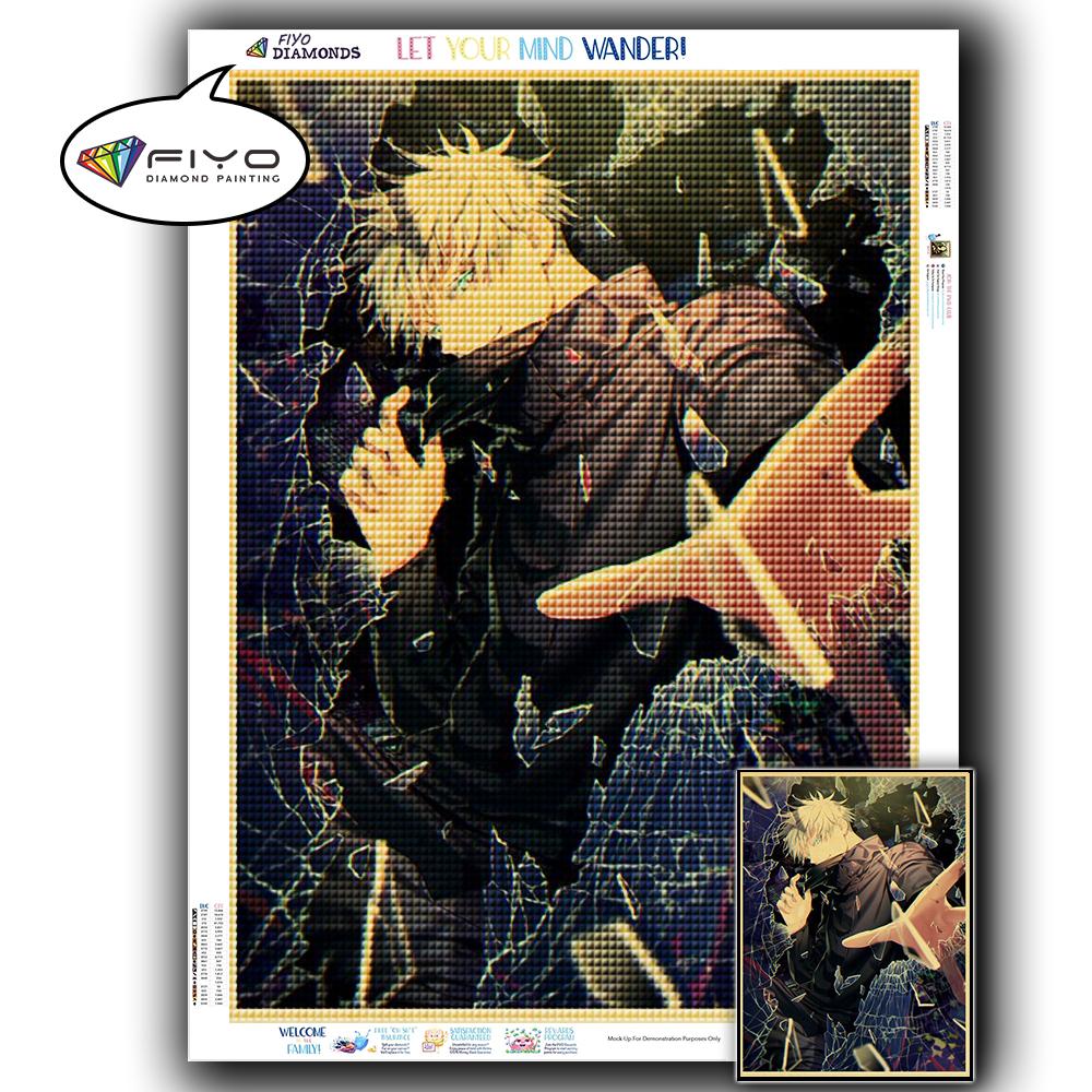 5D DIY Алмазная вышивка Аниме Дзюдзюцу Кайсен Картина Стразы Алмазная живопись Бумага Винтаж Плакат Алмазная мозаика Рукоделие Домашний декор