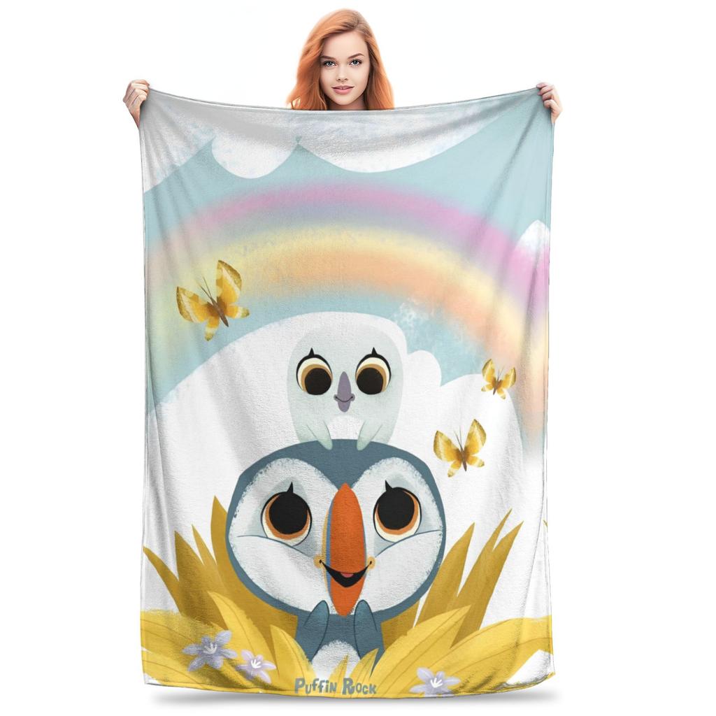 Puffin Rock Cartoon   Flannel Blanket  Awesome Throw Blanket for Bed Sofa Couch 200x150cm Rug Piece
