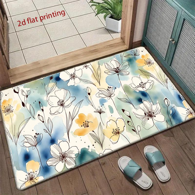 Floral Watercolor Pattern Living Room Decoration Home Sofa Non-Slip Carpet Study Bedroom Tatami Children'S Soft Floor Mat