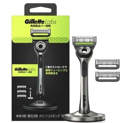 Gillette Gillette Labs Отшелушивающий брусок с подставкой для бритвы 3 сменных лезвия Gillette P&G + (1 комплект) /