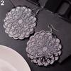 Women Vintage Ethnic Chic Large Round Hollow Flower Dangle Eardrops Hook Earrings