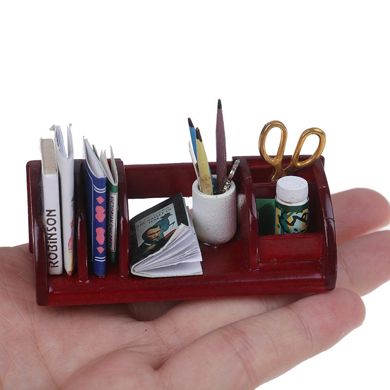 1:12 Doll House Miniature Wooden School Things Book Shelf Accessories