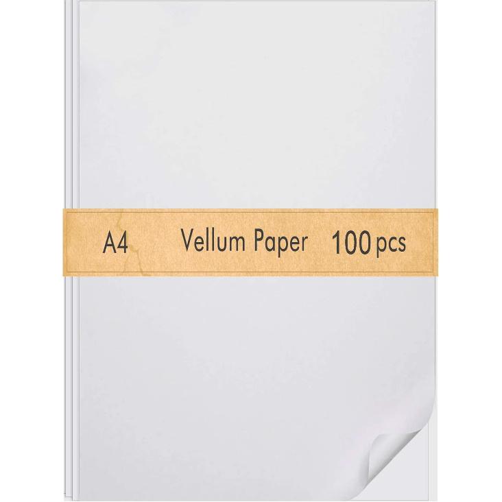 FEPITO 100 листов веллумовой бумаги 8,5 x 11 дюймов полупрозрачная калька прозрачная бумага для эскизов калькирования рисования анимации