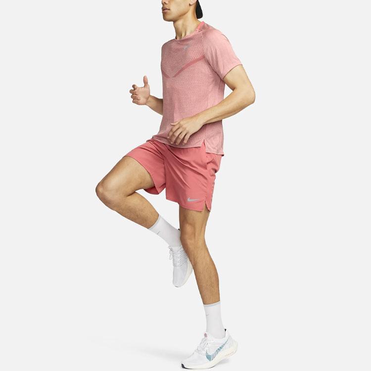Nike Tech Knit Logo Спортивная футболка с круглым вырезом для мужчин, топы Stardust-Red DM4753-655