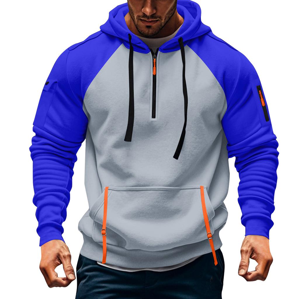 Men's Sweatshirt Hoodie Zipper Arm Pocket Cardigan Men's Sports Large Size Casual Hoodie