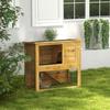 Wooden Rabbit Hutch 2 Levels with 3 Doors Sliding Tray Ramp Asphalt Roof 85 x 50 x 80 cm Yellow
