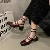 Летние женские сандалии на толстом каблуке, модные туфли с квадратным носком и перекрестным ремешком на щиколотке, элегантные сандалии для вечеринки