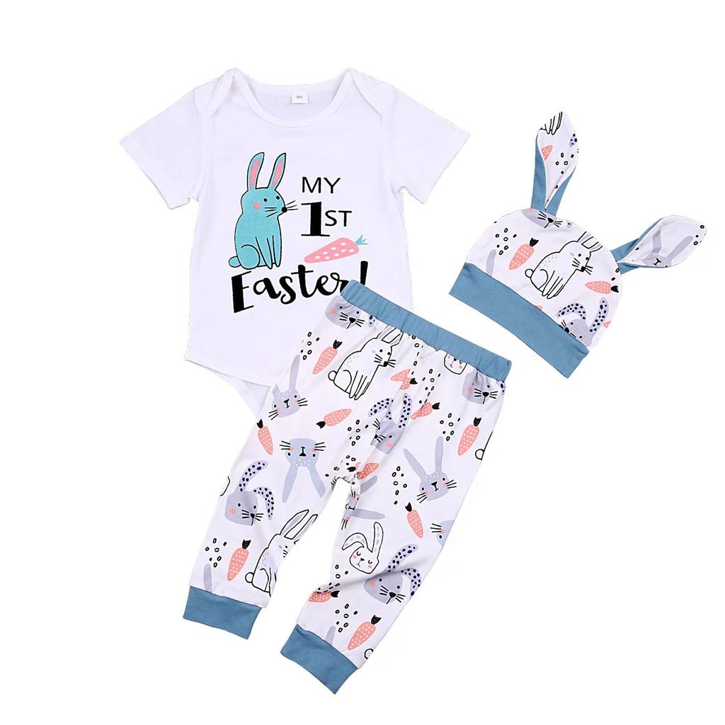 Костюм на гусеничном ходу для малышей, комбинезон с пасхальным кроликом, комплект из трех предметов