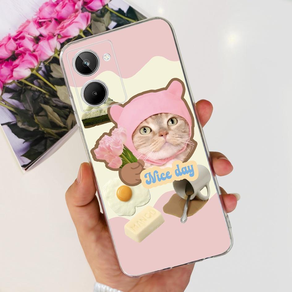 Чехол для Realme 10 RMX3630 Задняя крышка Милый мультяшный панда Тонкий мягкий прозрачный силиконовый чехол для телефона Для Realme 10 Pro Plus RMX3687 Capa