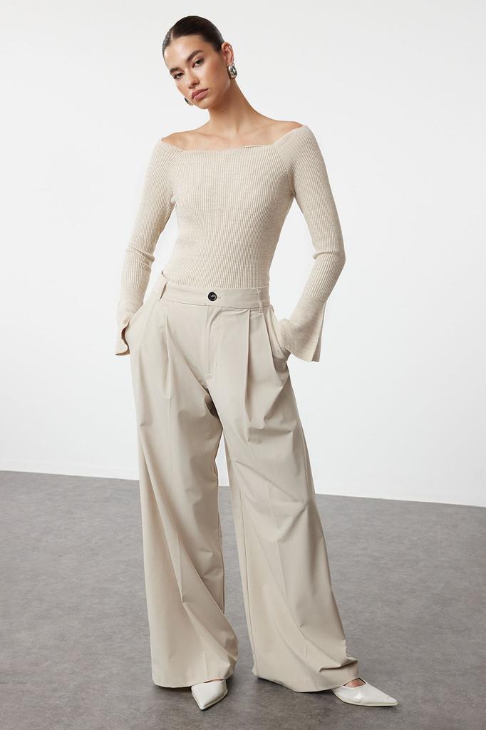 Women's Elegance Style Sweater Stone Carmen Collar Knitwear Sweater