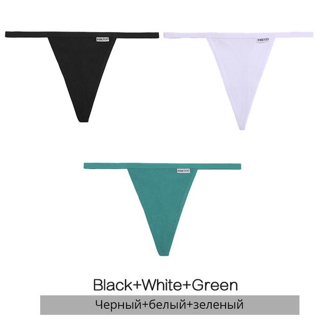 FINETOO Хлопковые стринги женские, 3 шт./компл., сексуальное нижнее белье с низкой посадкой и Т-образной спинкой, M-XL, женские трусики-стринги, удобное нижнее белье, 10 цветов