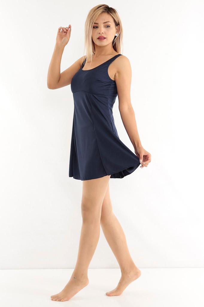 Women's Style Big Size Swimsuit Black Plus Size Skirted Swimsuit