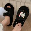 Women's Furry Open-Toe Cotton Slippers - Cute Cartoon Design for Autumn & Winter