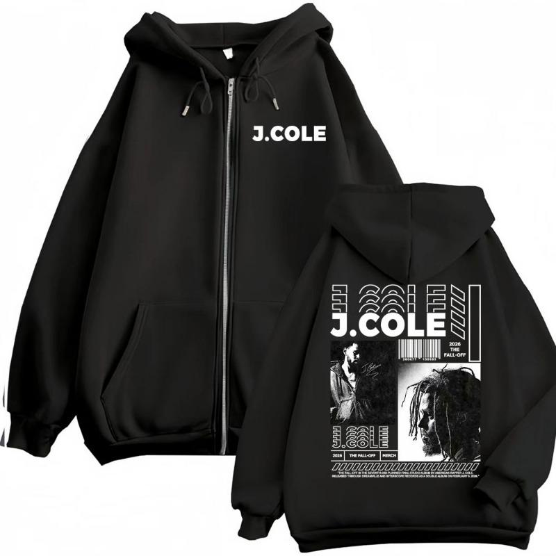 2026 J Cole The Fall Off Новый Альбом Мужская Женская Повседневная Флисовая Куртка Толстовки с Молнией и Капюшоном Модный Тренд Куртки с Молнией и Капюшоном