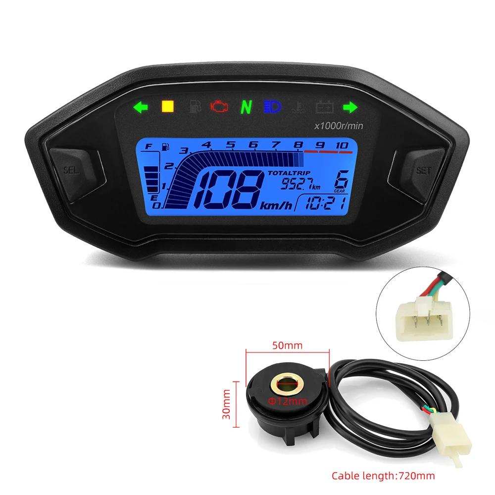 Новый Универсальный Цифровой LCD Спидометр Мотоцикла 10000 об/мин Подсветка Транспортное Средство для 1/2/4 Цилиндров Одометр 7 Цветов Регулировка