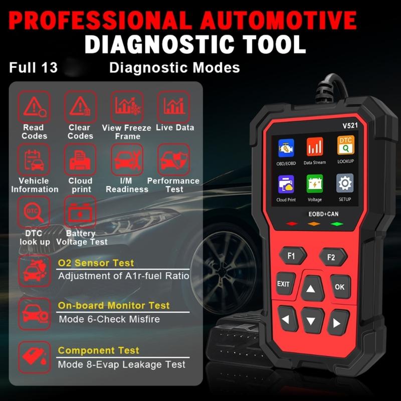 Многофункциональный OBD-сканер-тестер V521 для диагностики автомобилей, подходит для чтения кодов неисправностей двигателя, быстрого обнаружения ошибок
