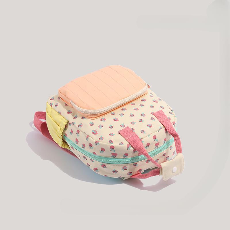 Рюкзак с клубничным принтом Dopamine Canvas Contrast School Bag Милый детский повседневный рюкзак для девочек