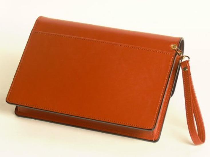 Мастерская сумок Авадзи Подлинная кожа Широкий чехол (Гладкая кожа, коричневый) [Сделано в Японии] Коровья кожа с крышкой, отдельно стоящий