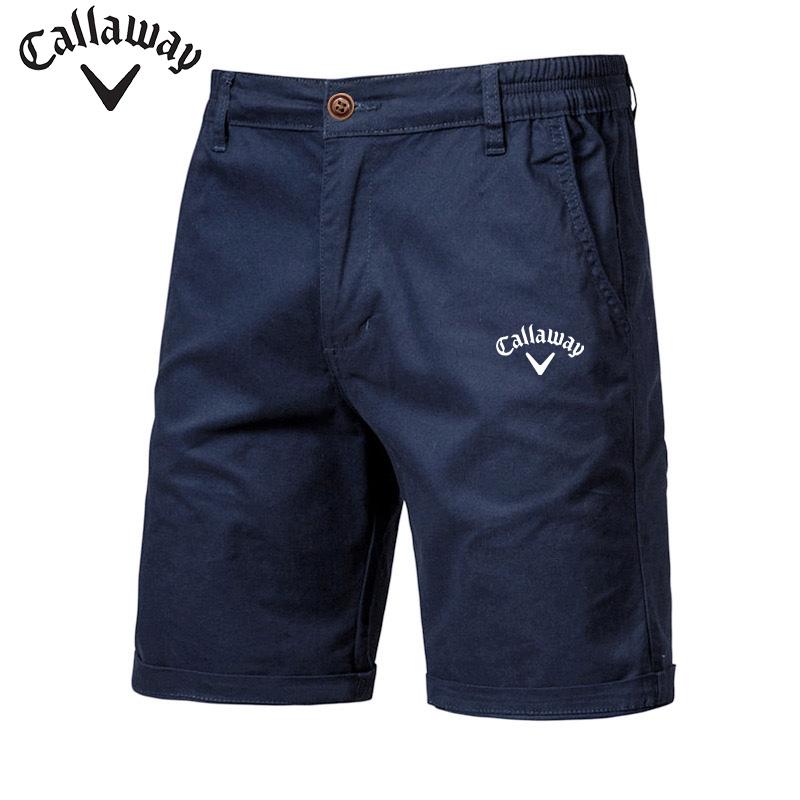 Вышитые летние хлопковые однотонные шорты Callaway для мужчин, высококачественные повседневные деловые пляжные шорты с эластичной резинкой на талии