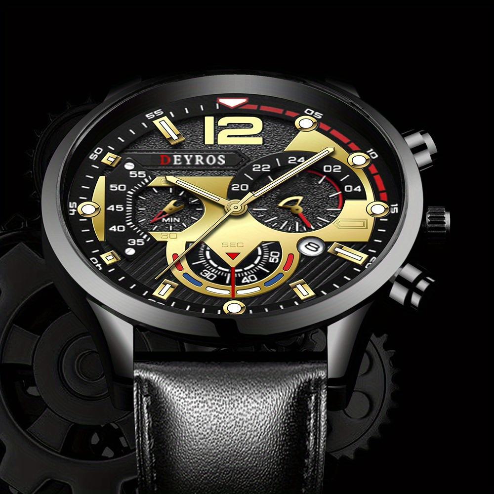 Деловые мужские кварцевые часы с календарем, модные мужские повседневные наручные часы из искусственной кожи, спортивные часы, идеальный выбор для подарков мужчинам