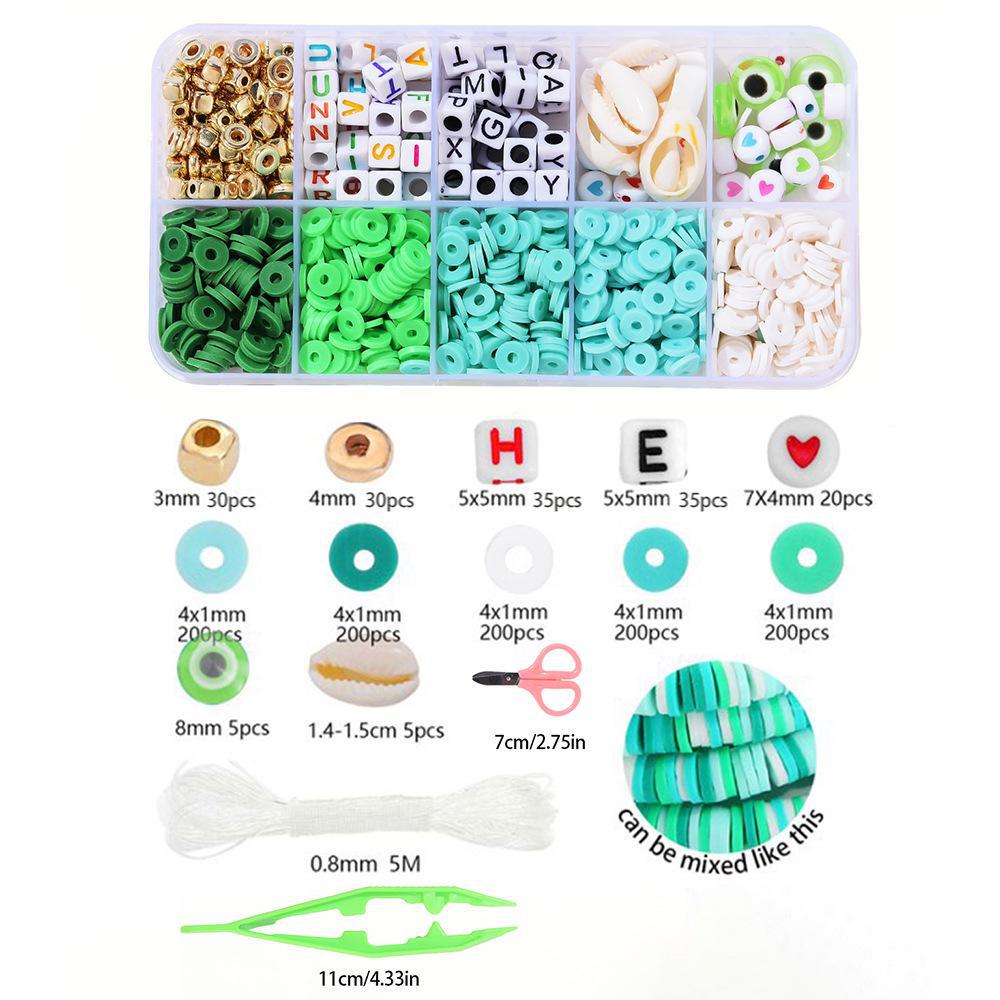 Набор для изготовления браслета из 24-сетчатой глины и рисовых бусин: Бусины 3 мм в 23 цветах для самодельных украшений