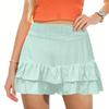 Women's Summer High Waist Ruffle Skirt Cute Flowy Skirt Casual Comfort Wrap Beach Pleated Skirt