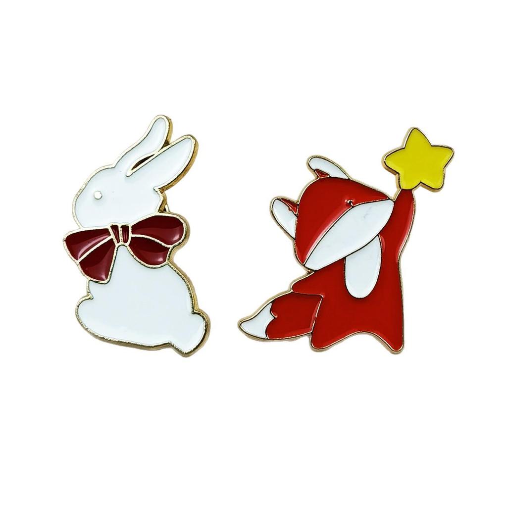 Cartoon Fox Rabbit Brooch - Cute Versatile Alloy Accessory for Clothing & Bags