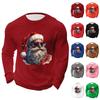 Мужские топы с рождественским принтом, с круглым вырезом и длинными рукавами, мужские спортивные топы больших размеров в повседневном стиле с круглым вырезом