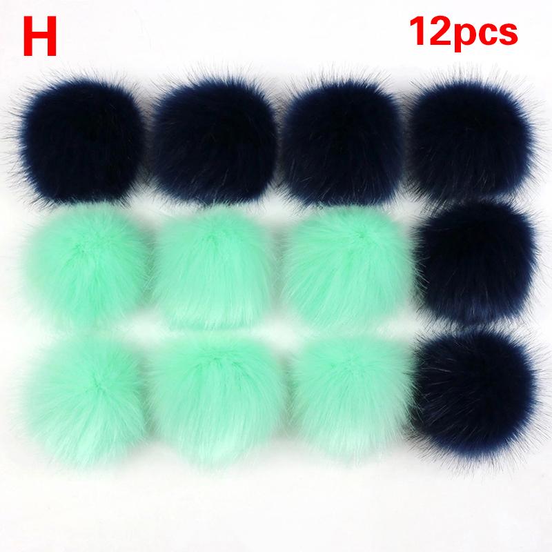 12 шт. 8 см Разноцветные искусственные меховые помпоны для шапки, помпоны из искусственного лисьего меха для обуви, DIY, ручная работа, аксессуары для шапок и одежды