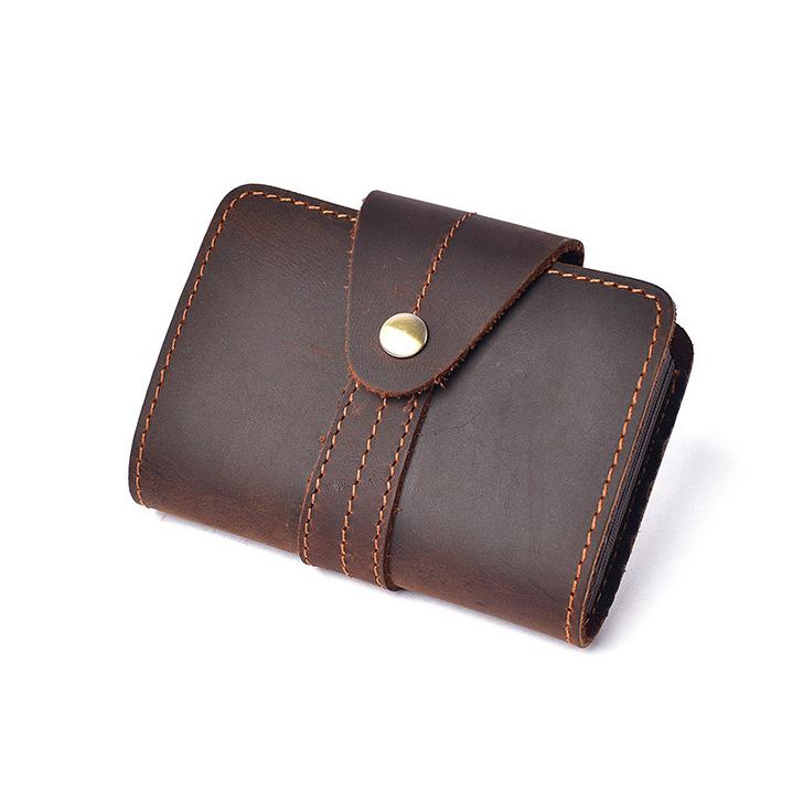 Cowhide Leather Credit Card Holder for Men Vintage Style Card Wallet for Credit Cards
